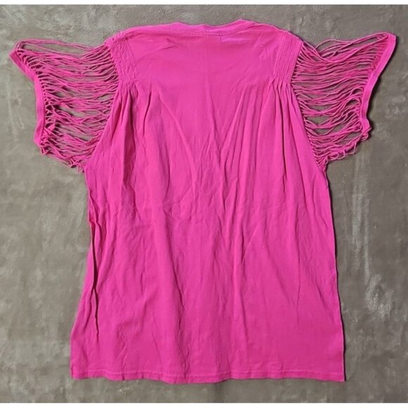 Razor Cut Sleeves Gildan Heavy Cotton Pink T-Shirt XL Upcycled OOAK Handmade - Picture 6 of 7